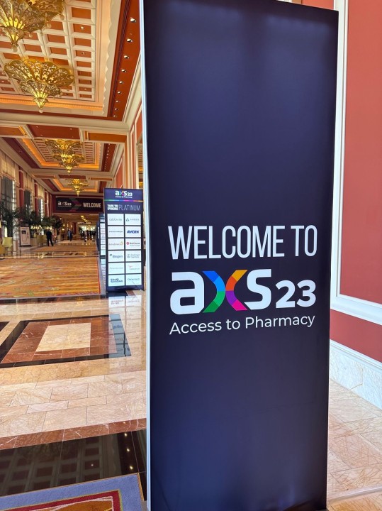 stand up banner displayed at a conference